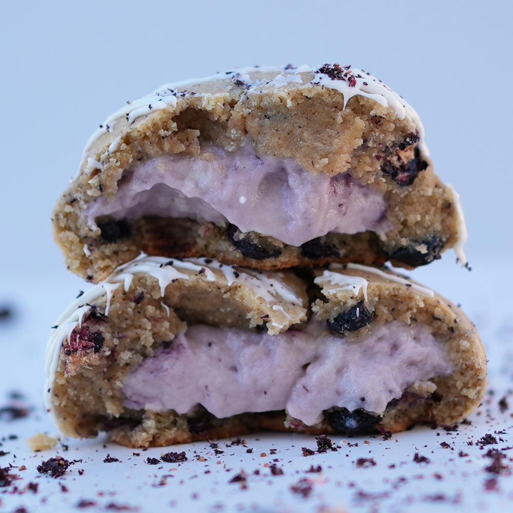 Lemon Blueberry Cheesecake Stuffed Cookie