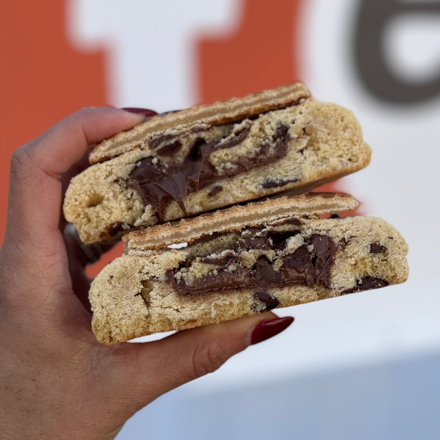 Bakery Style Nutella Stuffed Chocolate Chip Cookies