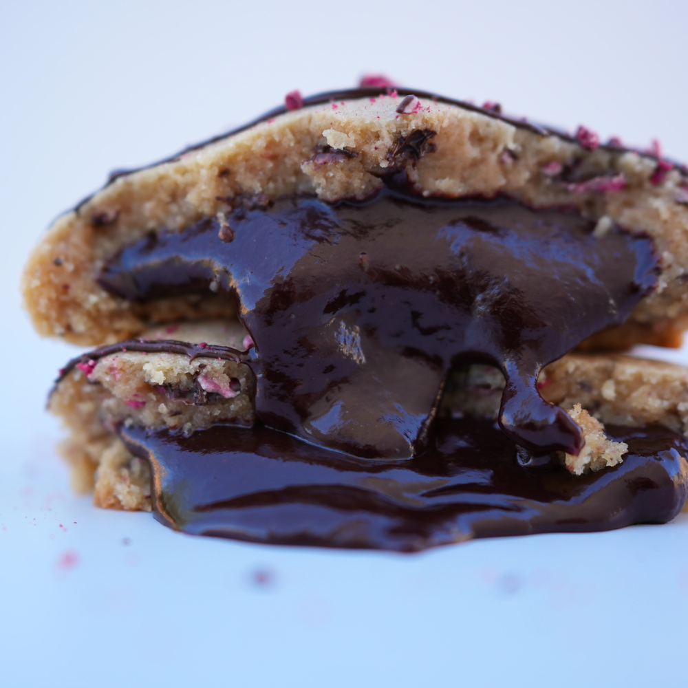 Chocolate Raspberry Ganache Stuffed Cookie